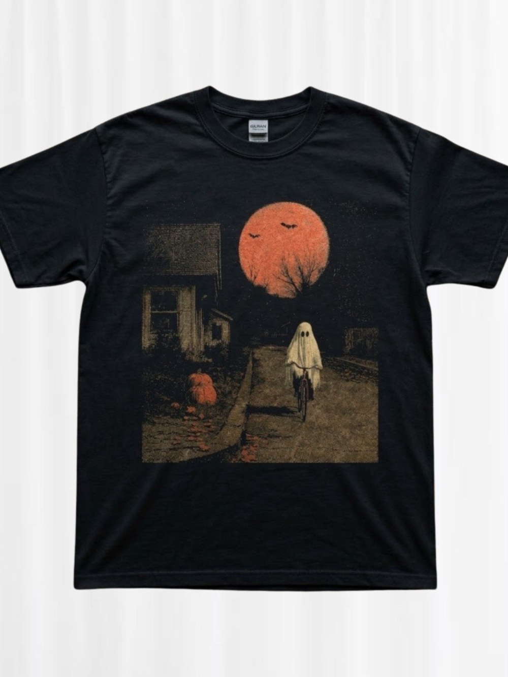 Black Halloween Ghost Ride Graphic Tee